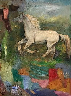 Pferd und Vase, 2023, Öl auf Leinwand, 80 x 60 cm