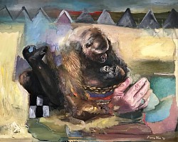 Gorillapaar, 2017, Öl auf Leinwand, 80 x 100 cm
