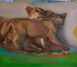 Löwen, 2024, Öl auf Leinwand, 70 x 60 cm