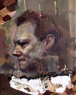 Willy Brandt, 2024, 50 x  40 cm, Öl und Collage auf Leinwand