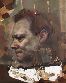 Willy Brandt, 2024, 50 x  40 cm, Öl und Collage auf Leinwand