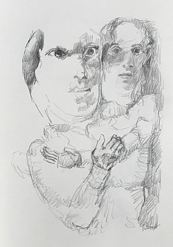 Umarmung, 2024, Bleistift  auf Papier, 30 x 20 cm
