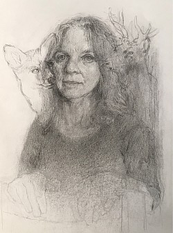 Fuchs und Hirsch, 2025, Bleistift auf Papier, 40 x 30 cm
