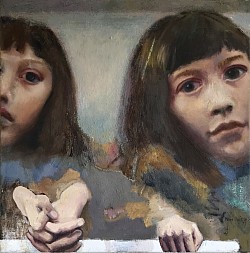 Geschwister Taschen, 2019, Öl auf Leinwand, 40 x 40 cm