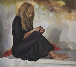 L., 2024, Öl auf Leinwand, 70 x 80 cm